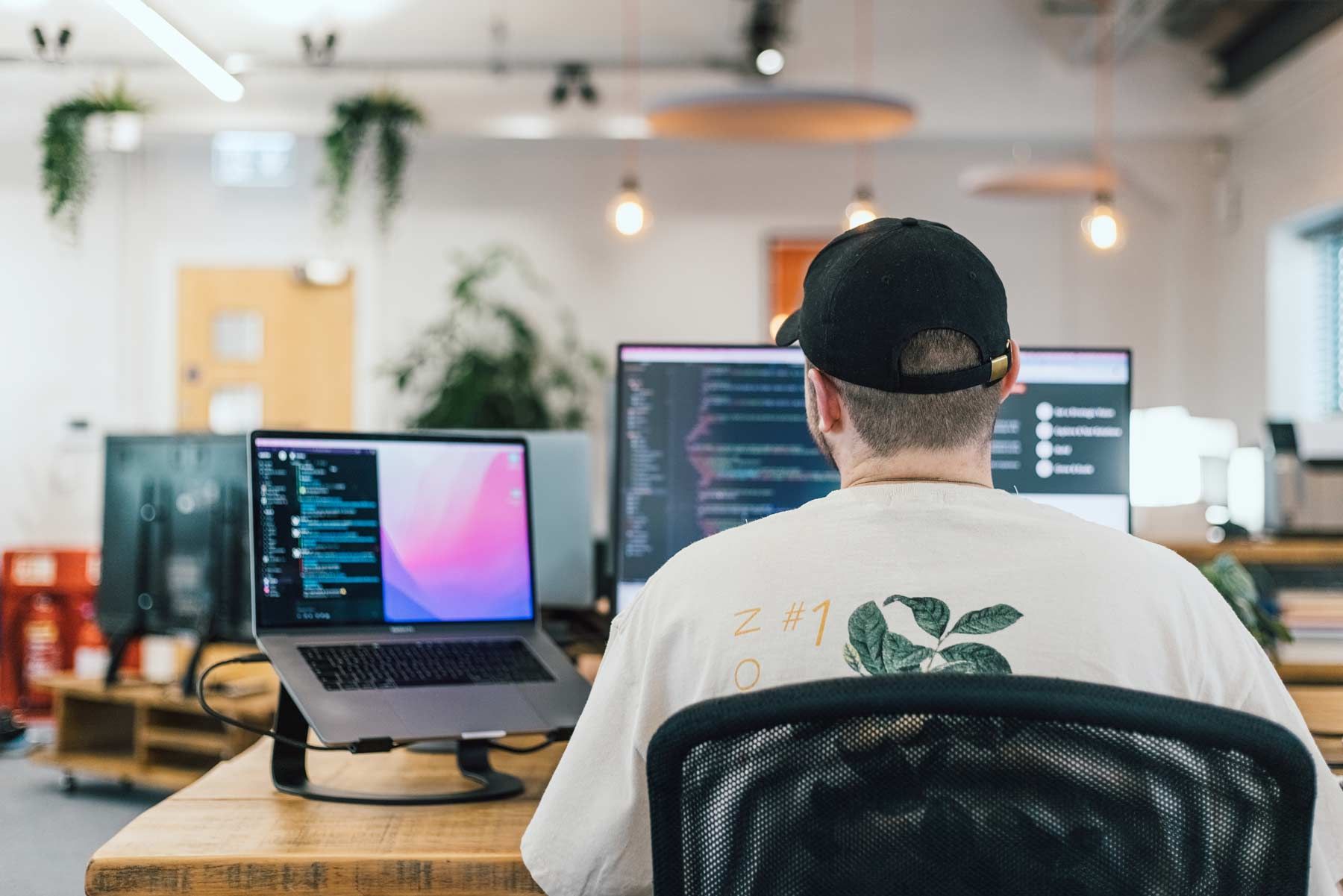 Photo of programmer coding