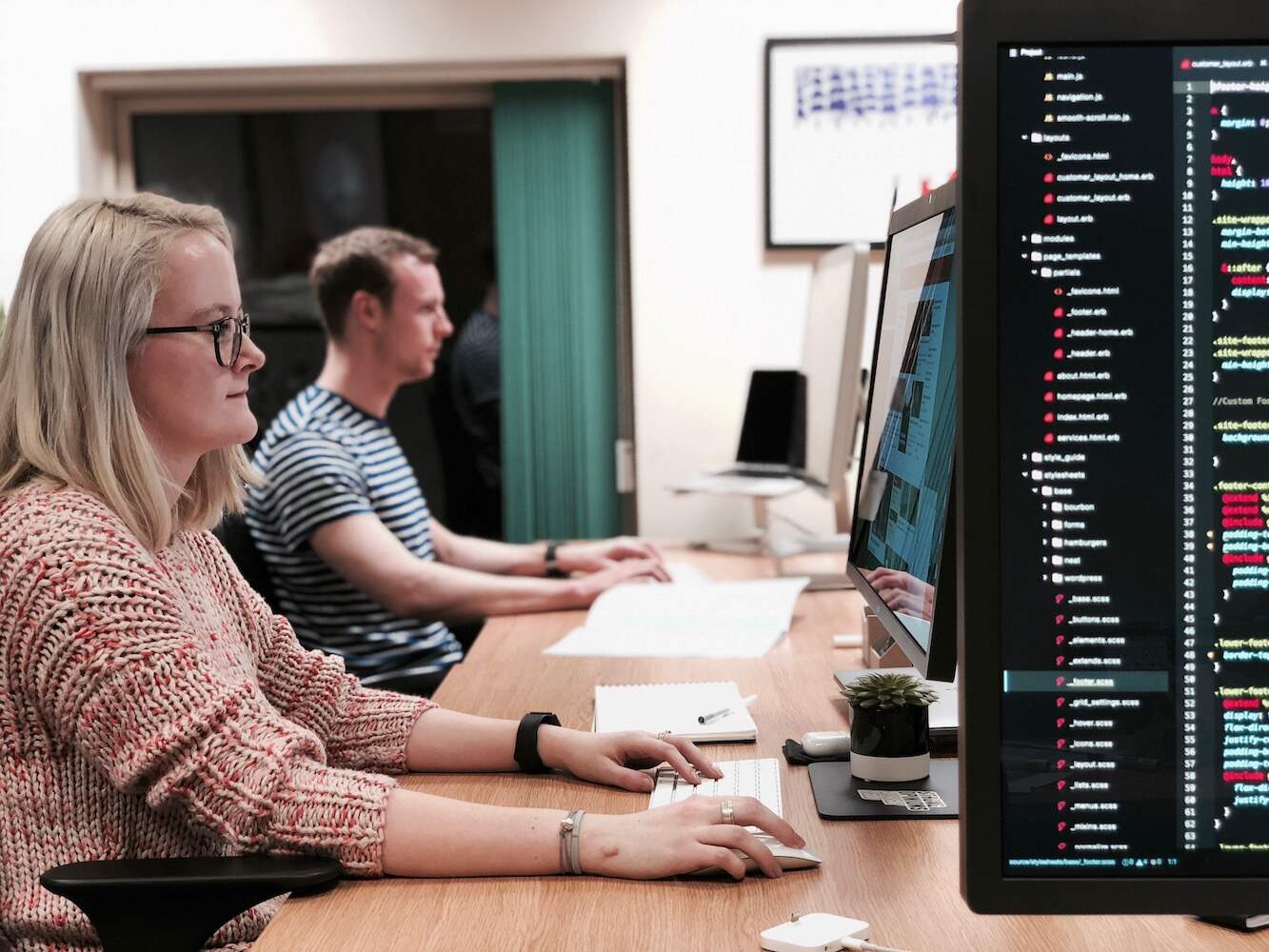 Coders working in the desk Photo