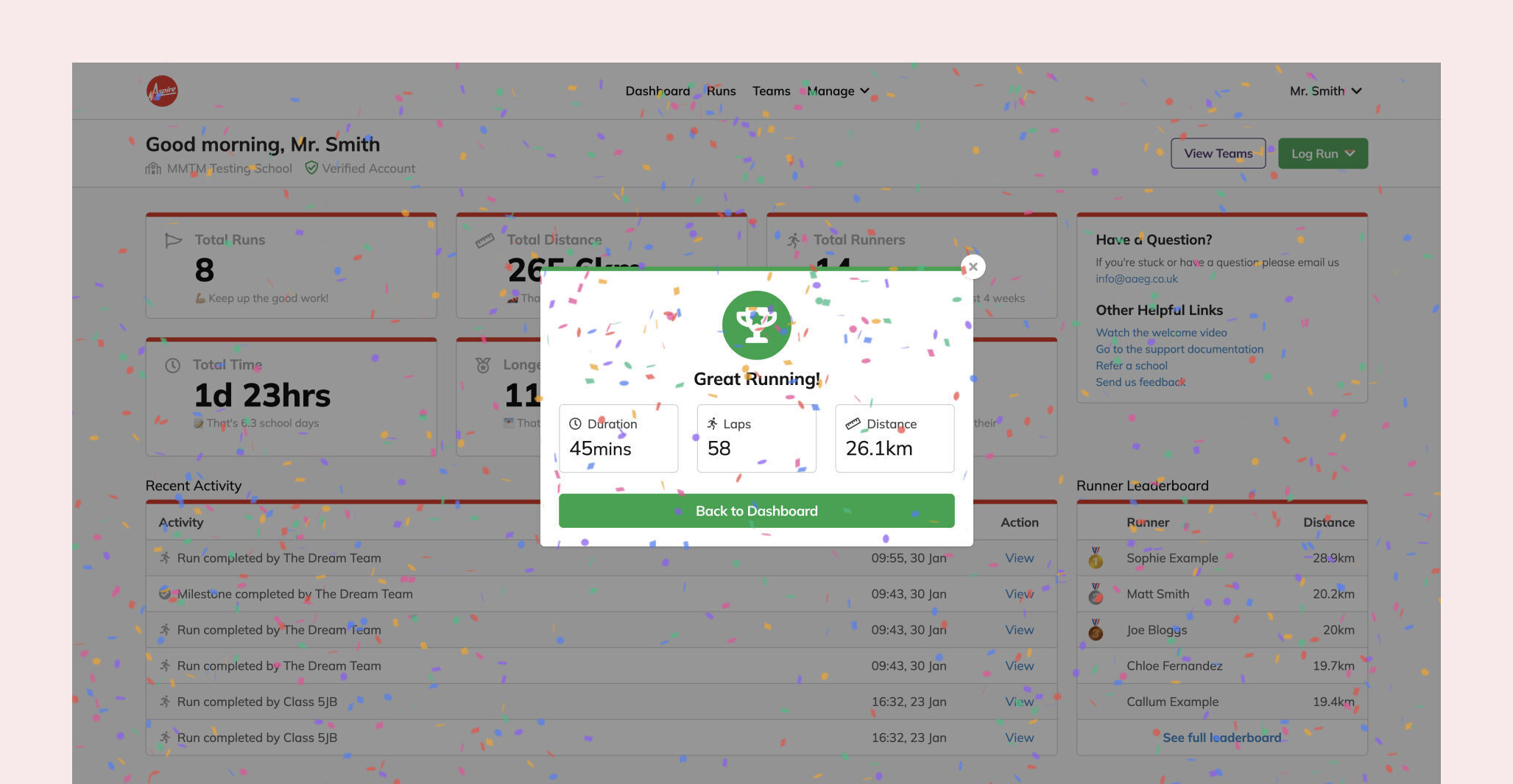 Run:ED completed run celebration