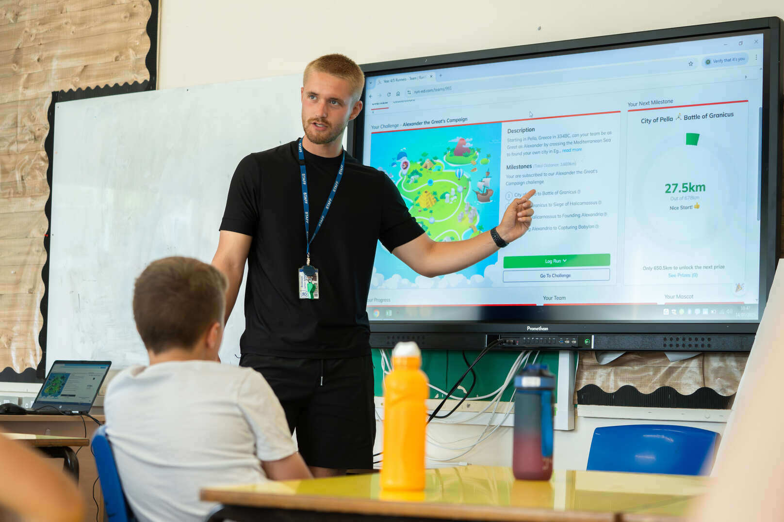 Teacher showing Run:ED dashboard