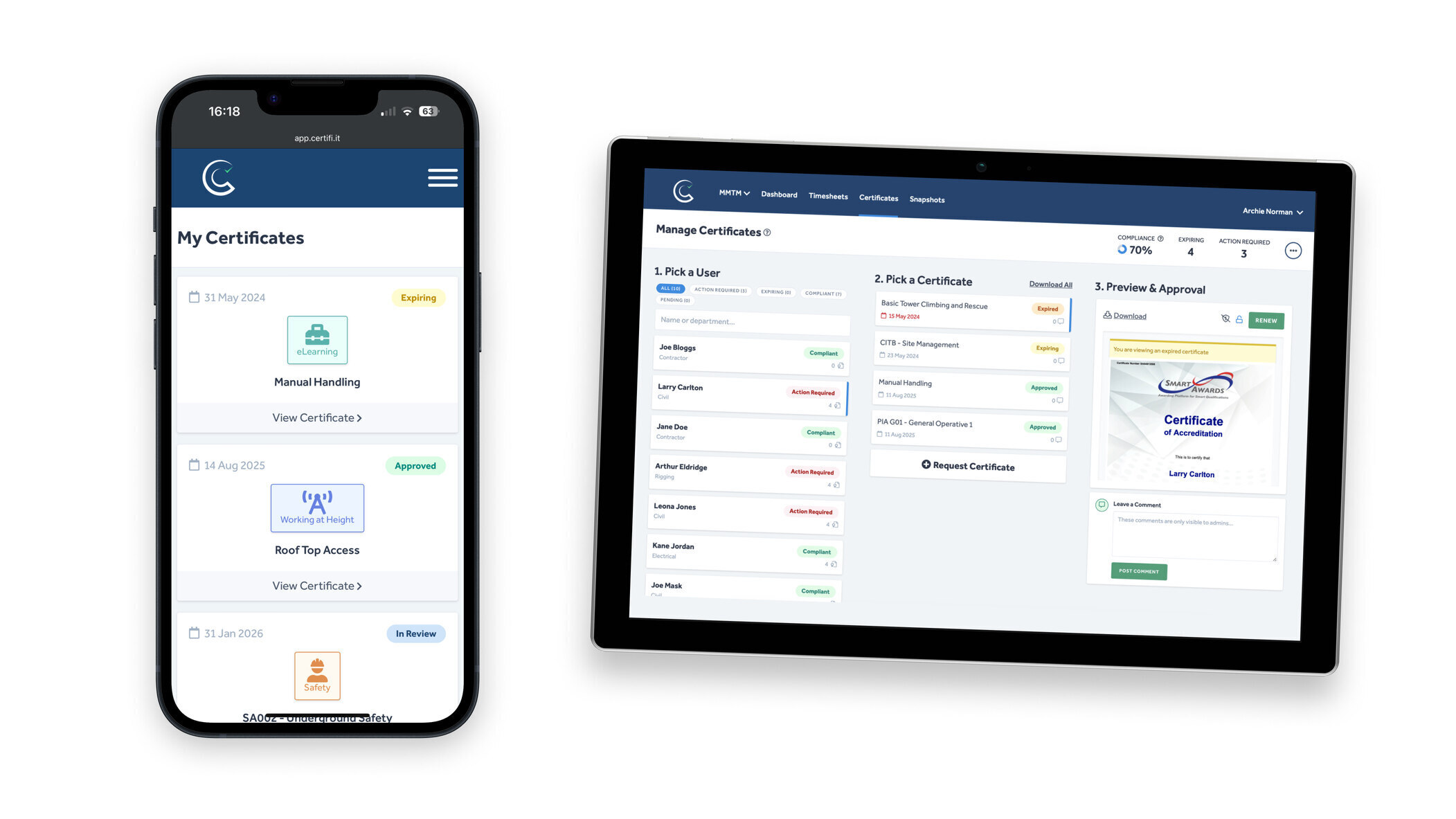 Certifi certificate management on ipad and mobile