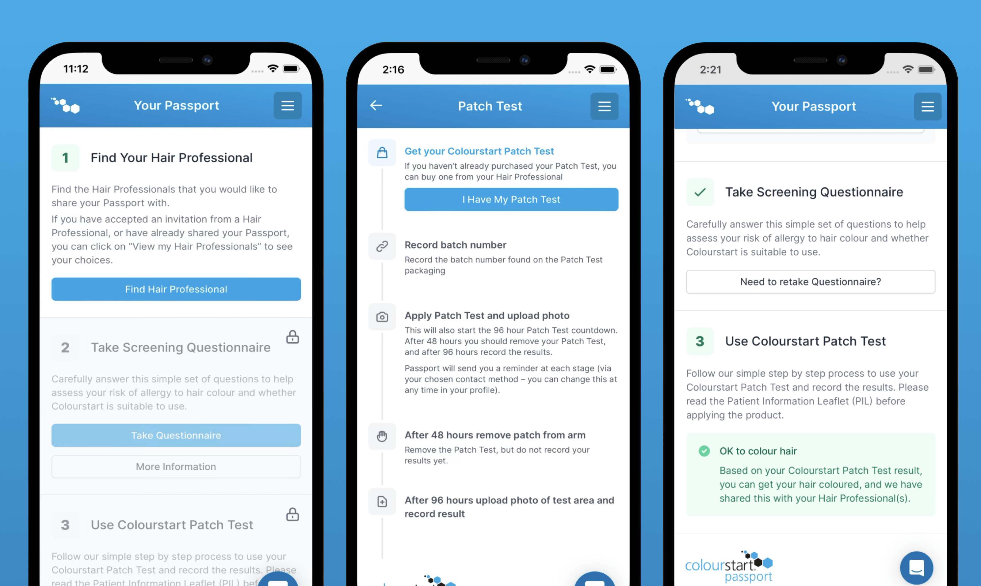 Colourstart mobile app screenshots
