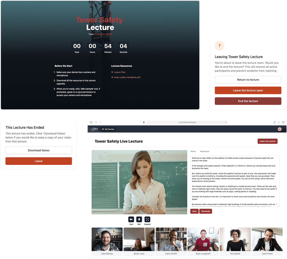 A collection of live video UI elements
