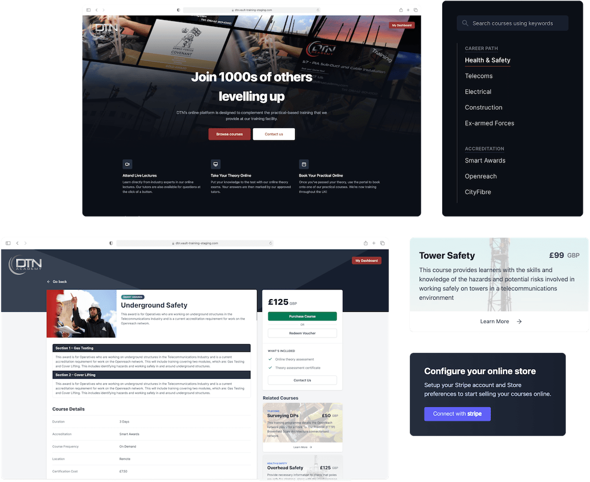 A collection of storefront UI elements
