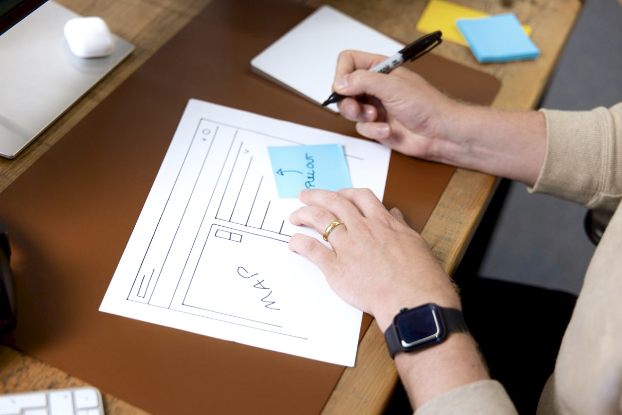 A wireframing session designing the page of a platform